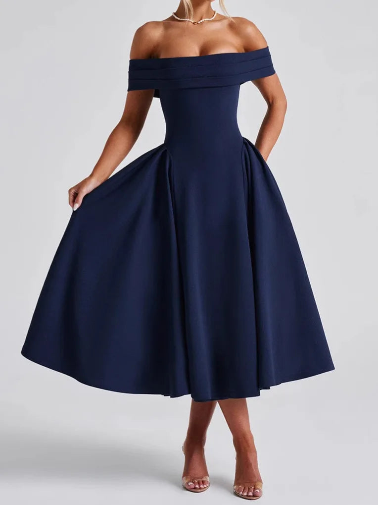 Elegant Cross-Border Fashionable Strapless Backless One-Shoulder Dress for Women Sexy Summer Arrival Pure Color Natural Online