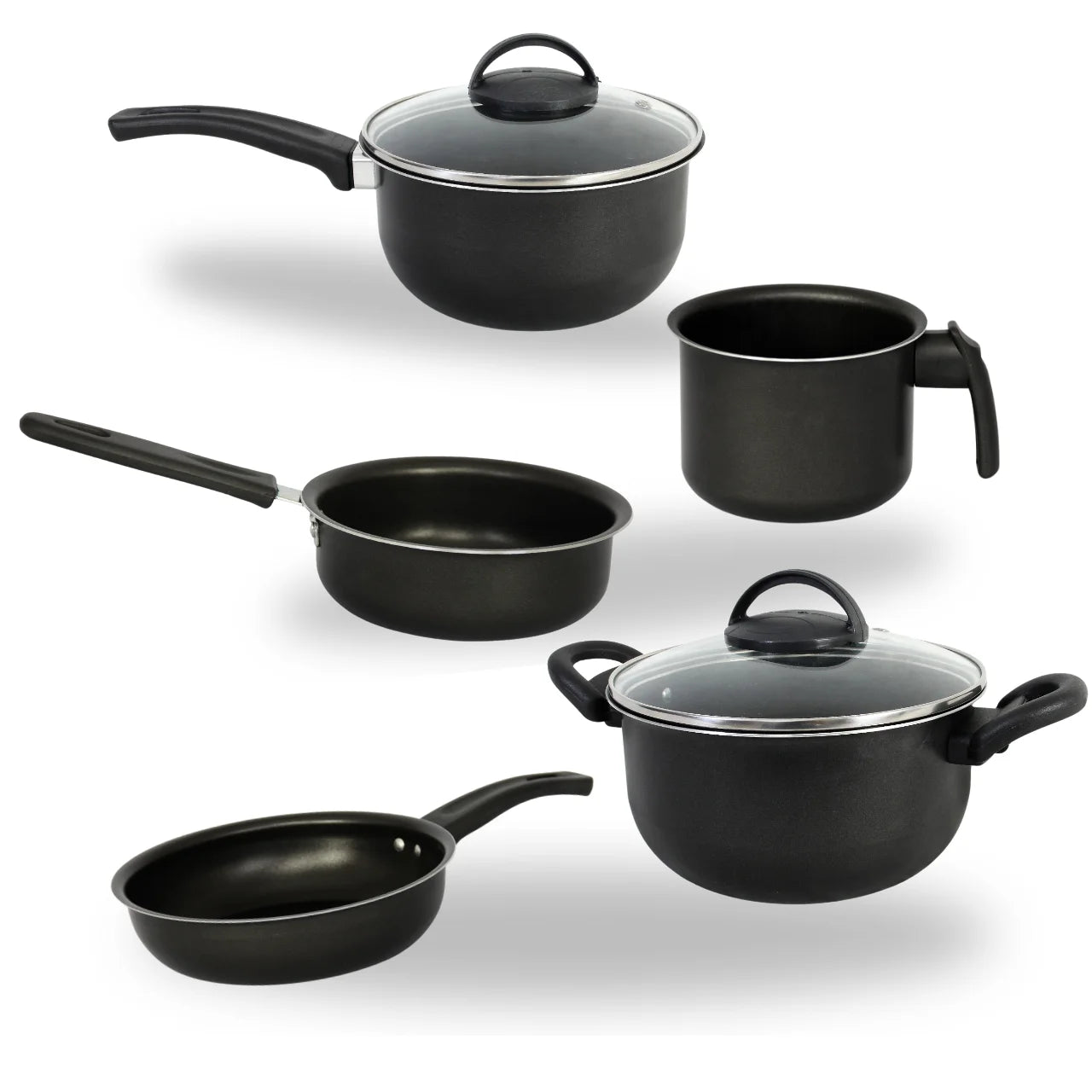 5 Pieces Non-stick Aluminum Glass Lid Cookware Kit