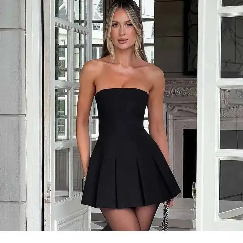 Avrilyaan Bow Off Shoulder Backless Sexy A-line Dress Women Elegant Party Dress Slash Neck Bodycon Mini Summer Dress Vestidos