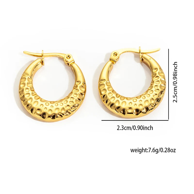 ANENJERY 316L Stainless Steel 6 Pieces Irregular Circle Wrinkle Pattern Earring for Women Unique Jewelry Gifts Wholesale