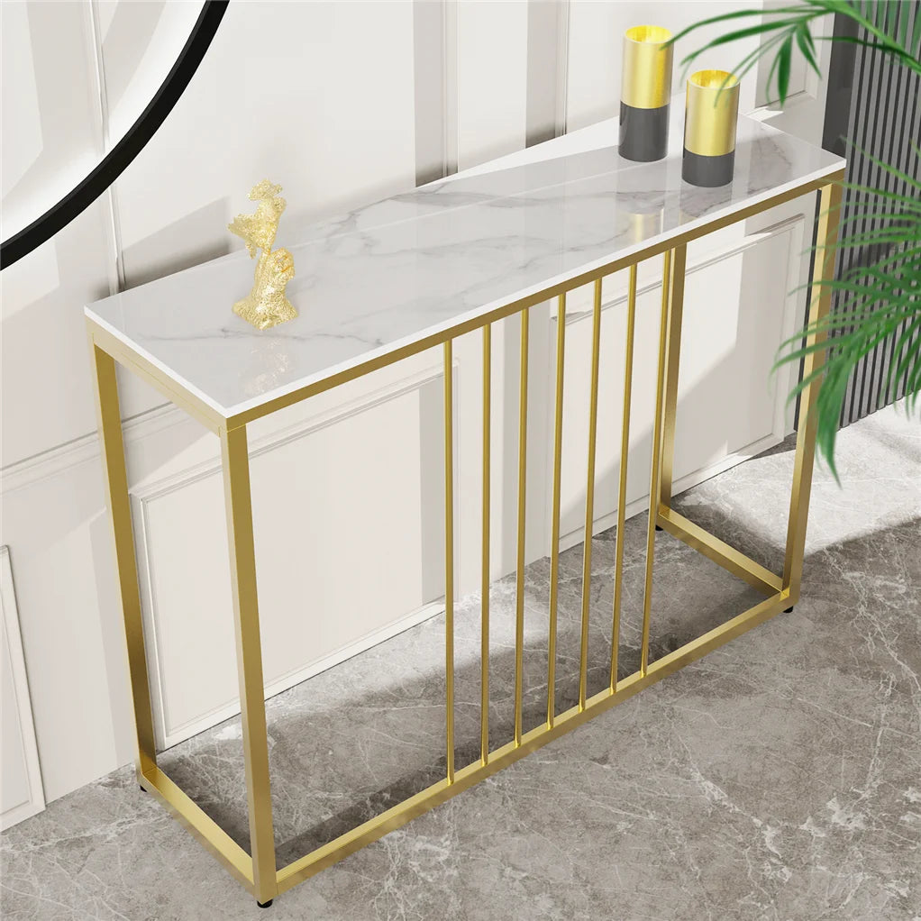 LUVODI Console Table for Entryway Minimalistic Living Room Furniture Sofa Side Table with Strong Metal Stand