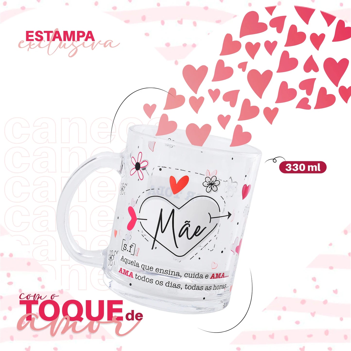 Caneca Presente Mãe Lembrancinha 330ml Café Chá Vidro- Dolce Home