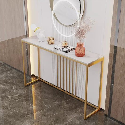 LUVODI Console Table for Entryway Minimalistic Living Room Furniture Sofa Side Table with Strong Metal Stand