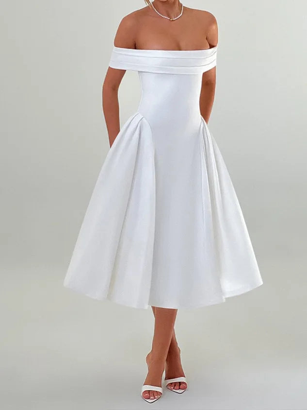 Elegant Cross-Border Fashionable Strapless Backless One-Shoulder Dress for Women Sexy Summer Arrival Pure Color Natural Online