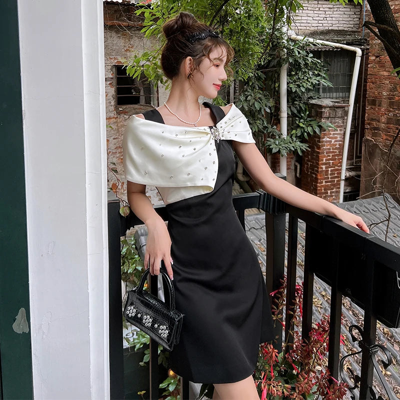 Summer Roman Square Collar Casual Mini Dress For Women Lace Dress