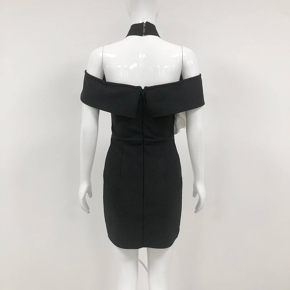 Wholesale Women's Sexy Black Strapless Mini Dress Beading Pearls Bandage Prom Dresses