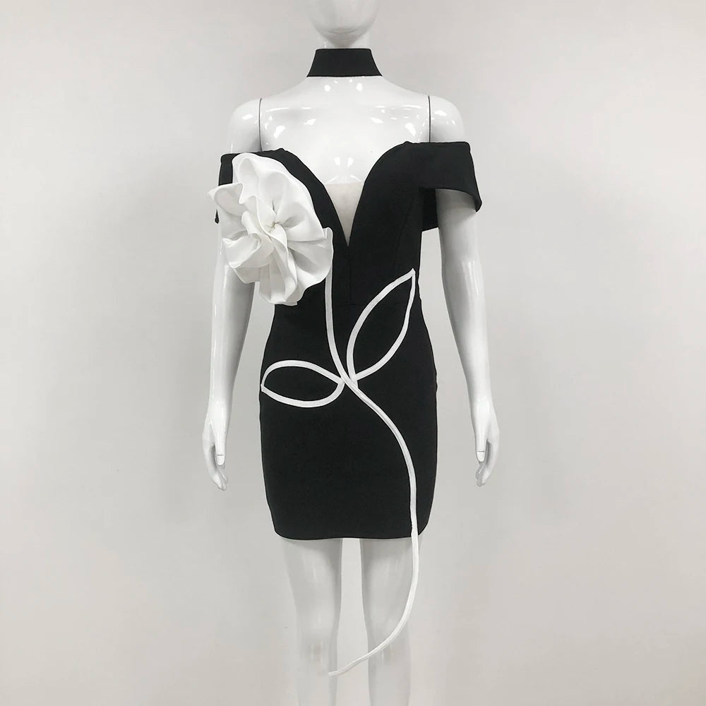 Wholesale Women's Sexy Black Strapless Mini Dress Beading Pearls Bandage Prom Dresses