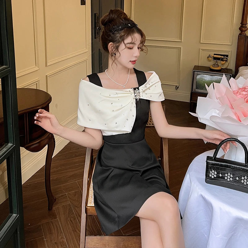 Summer Roman Square Collar Casual Mini Dress For Women Lace Dress