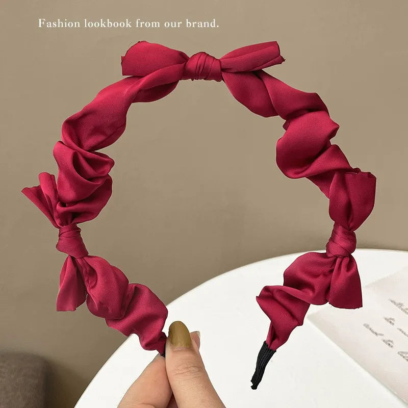Fashion Red Cloth Headband Christmas Party Hair Card Autumn Winter Vintage Wool Hair Band New Year Women's Hair Accessories
