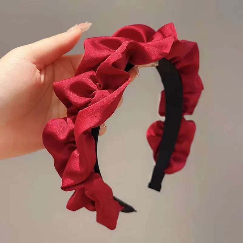 Fashion Red Cloth Headband Christmas Party Hair Card Autumn Winter Vintage Wool Hair Band New Year Women's Hair Accessories