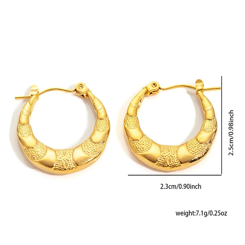 ANENJERY 316L Stainless Steel 6 Pieces Irregular Circle Wrinkle Pattern Earring for Women Unique Jewelry Gifts Wholesale