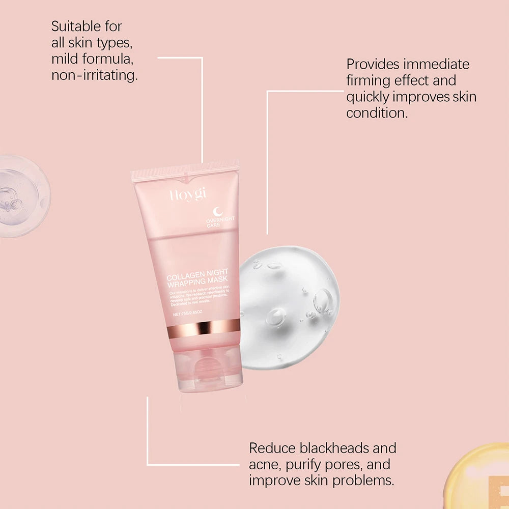 75ML Collagen Peel Off Face Mask Deeply Hydrating Moisturizing Night Wrapping Mask Cream Firming Skin Peel-off Facial Mask