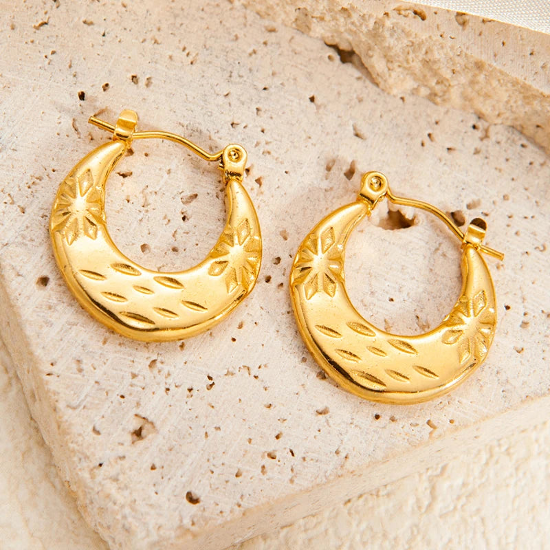 ANENJERY 316L Stainless Steel 6 Pieces Irregular Circle Wrinkle Pattern Earring for Women Unique Jewelry Gifts Wholesale