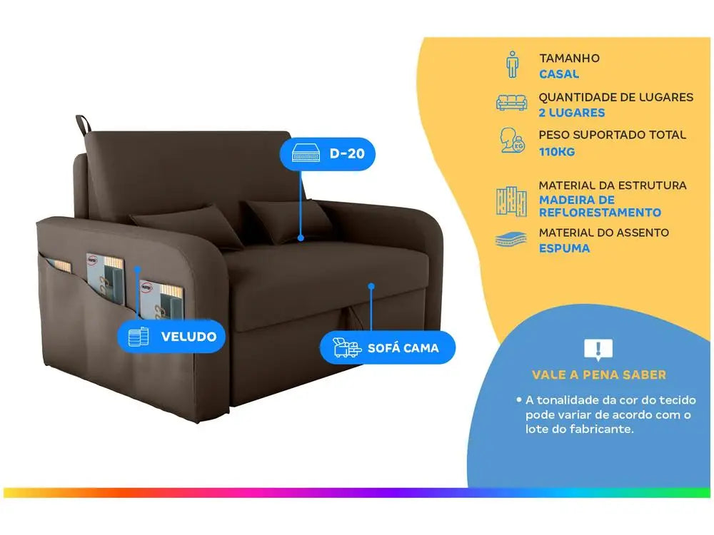 Sofa Bed 2 Places Couple Velvet Matrix Lady Dai