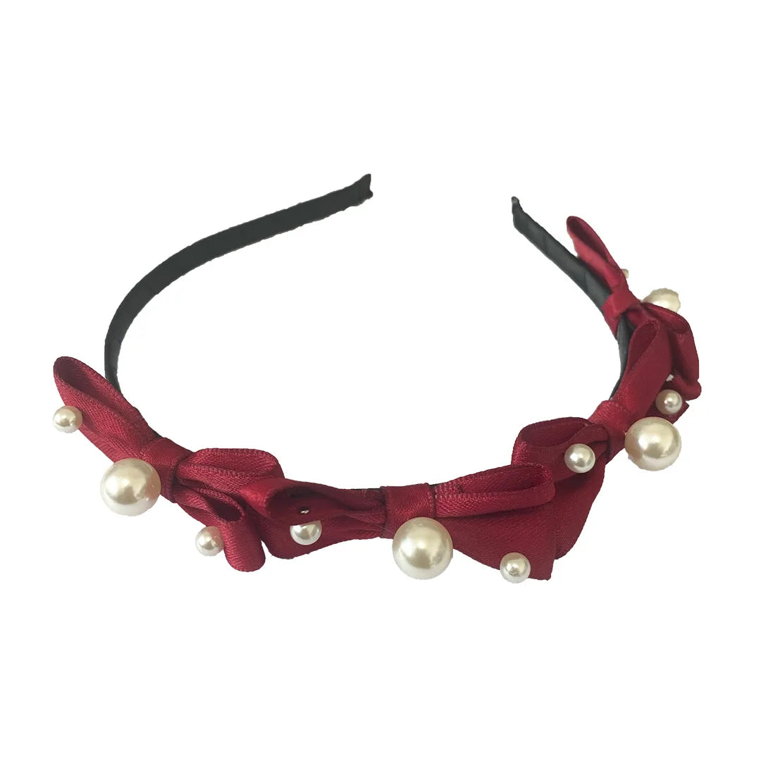 Fashion Red Cloth Headband Christmas Party Hair Card Autumn Winter Vintage Wool Hair Band New Year Women's Hair Accessories