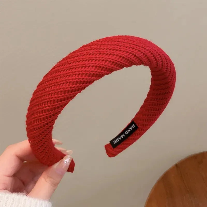 Fashion Red Cloth Headband Christmas Party Hair Card Autumn Winter Vintage Wool Hair Band New Year Women's Hair Accessories