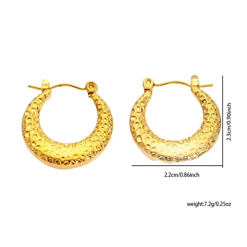 ANENJERY 316L Stainless Steel 6 Pieces Irregular Circle Wrinkle Pattern Earring for Women Unique Jewelry Gifts Wholesale