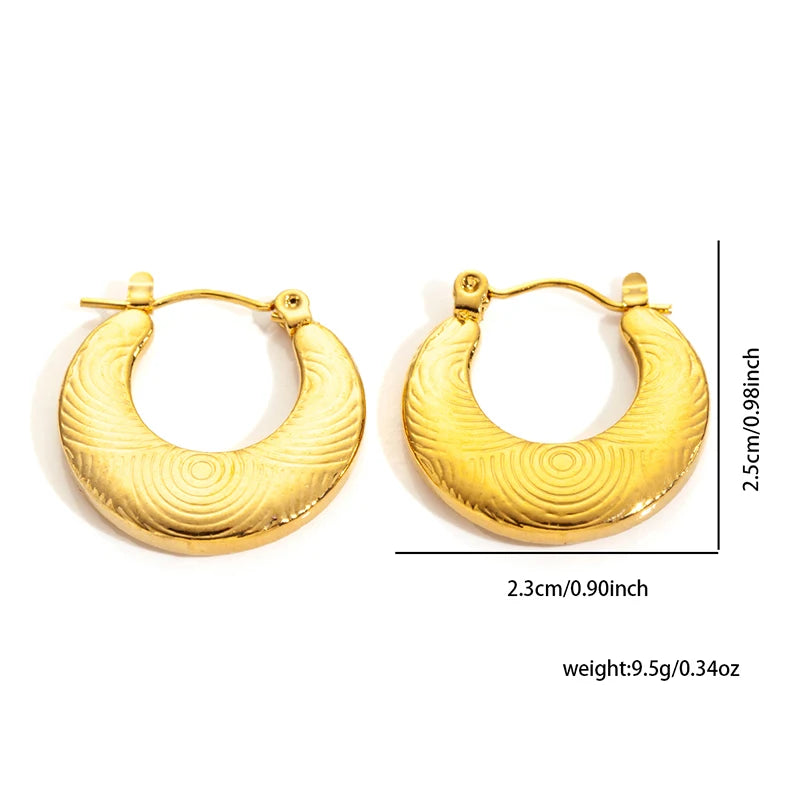 ANENJERY 316L Stainless Steel 6 Pieces Irregular Circle Wrinkle Pattern Earring for Women Unique Jewelry Gifts Wholesale