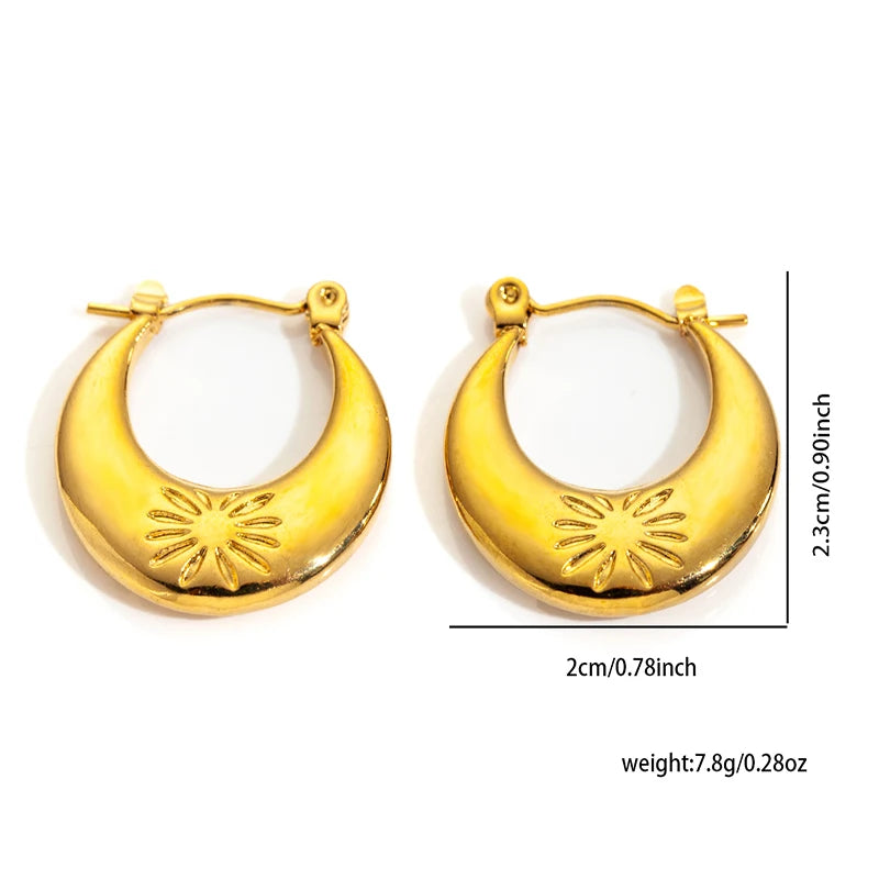 ANENJERY 316L Stainless Steel 6 Pieces Irregular Circle Wrinkle Pattern Earring for Women Unique Jewelry Gifts Wholesale