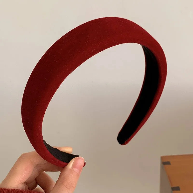 Fashion Red Cloth Headband Christmas Party Hair Card Autumn Winter Vintage Wool Hair Band New Year Women's Hair Accessories