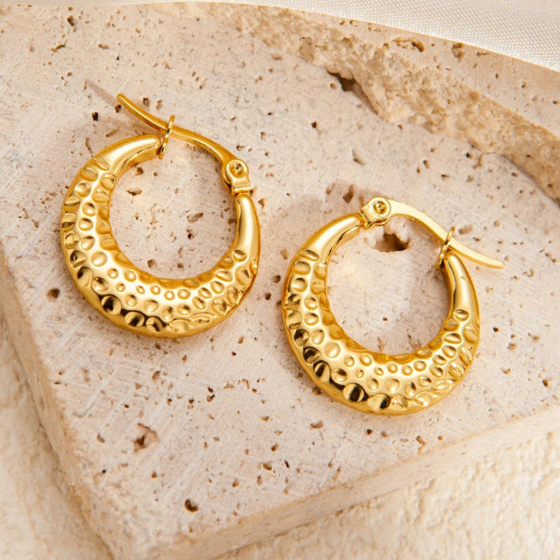 ANENJERY 316L Stainless Steel 6 Pieces Irregular Circle Wrinkle Pattern Earring for Women Unique Jewelry Gifts Wholesale