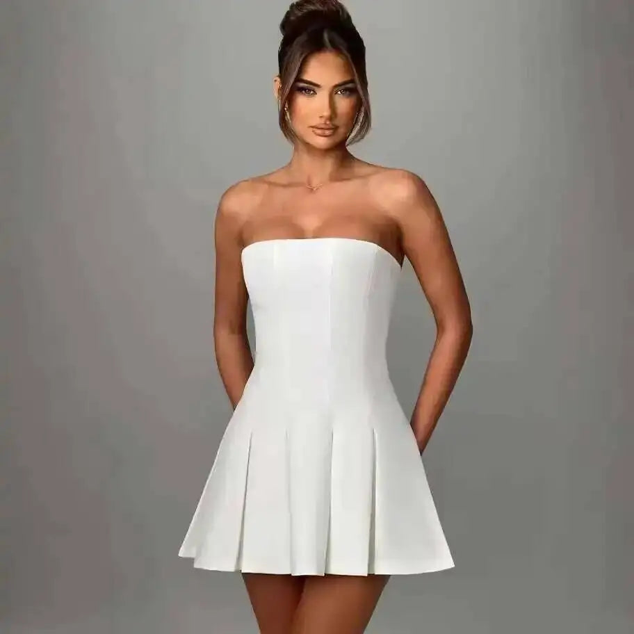 Avrilyaan Bow Off Shoulder Backless Sexy A-line Dress Women Elegant Party Dress Slash Neck Bodycon Mini Summer Dress Vestidos