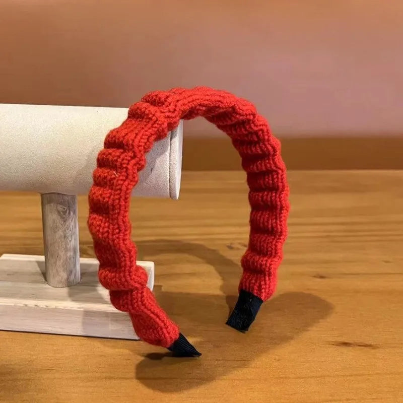 Fashion Red Cloth Headband Christmas Party Hair Card Autumn Winter Vintage Wool Hair Band New Year Women's Hair Accessories