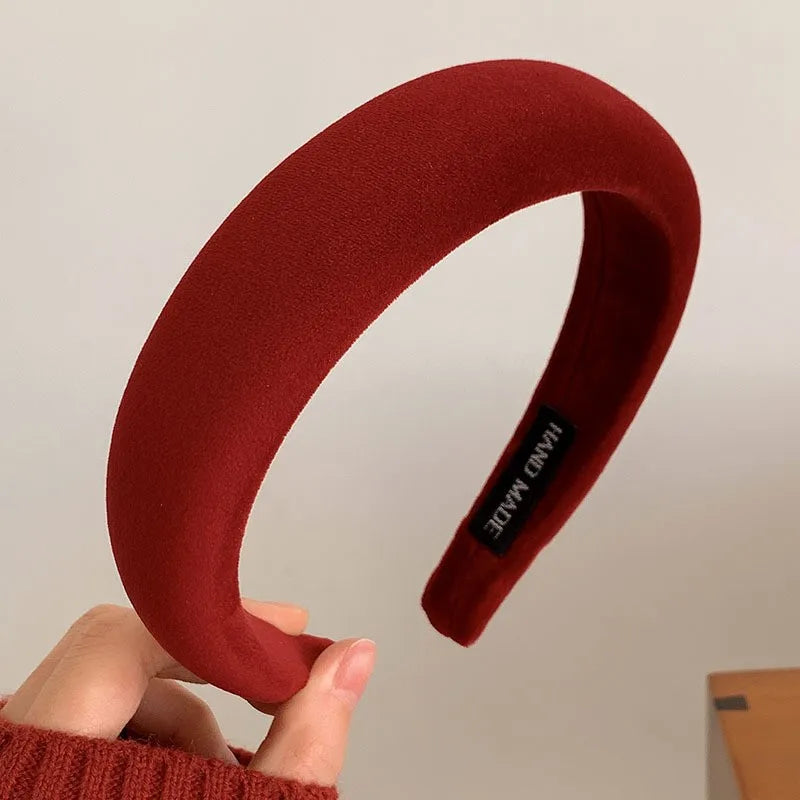 Fashion Red Cloth Headband Christmas Party Hair Card Autumn Winter Vintage Wool Hair Band New Year Women's Hair Accessories