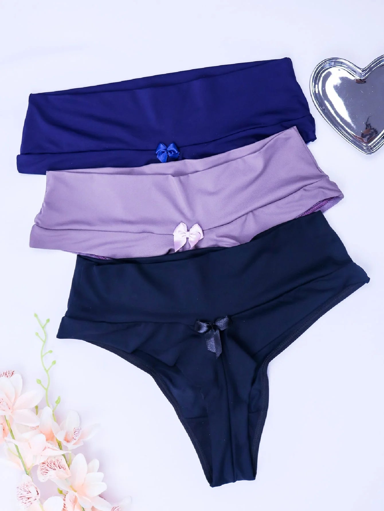 Kit com 5 Calcinhas Fio Duplo Cós Alto CORES E/OU ESTAMPA SORTIDAS/ALEATÓRIA