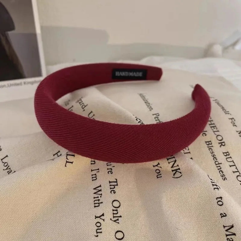 Fashion Red Cloth Headband Christmas Party Hair Card Autumn Winter Vintage Wool Hair Band New Year Women's Hair Accessories