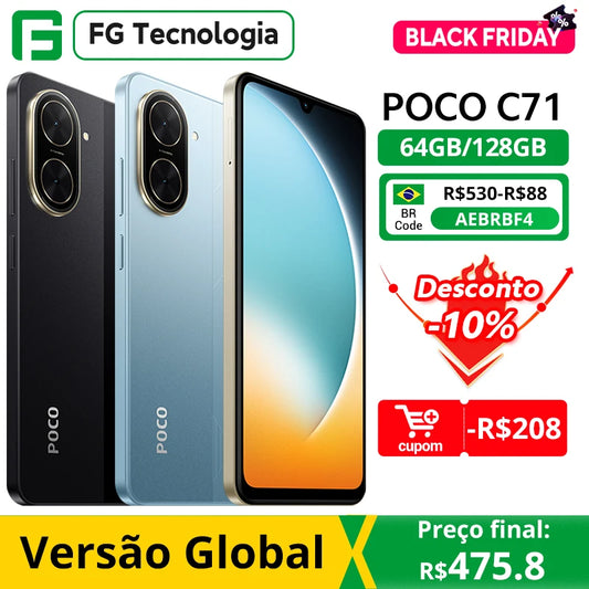 POCO C71 Global Version Octa-core processor 6.88" Dot Drop display 32MP main camera 15W fast charging