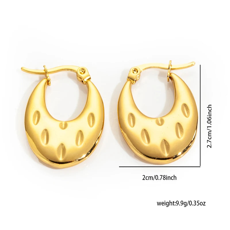 ANENJERY 316L Stainless Steel 6 Pieces Irregular Circle Wrinkle Pattern Earring for Women Unique Jewelry Gifts Wholesale