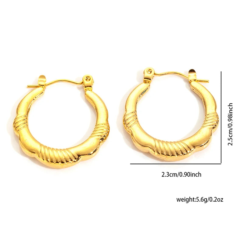 ANENJERY 316L Stainless Steel 6 Pieces Irregular Circle Wrinkle Pattern Earring for Women Unique Jewelry Gifts Wholesale