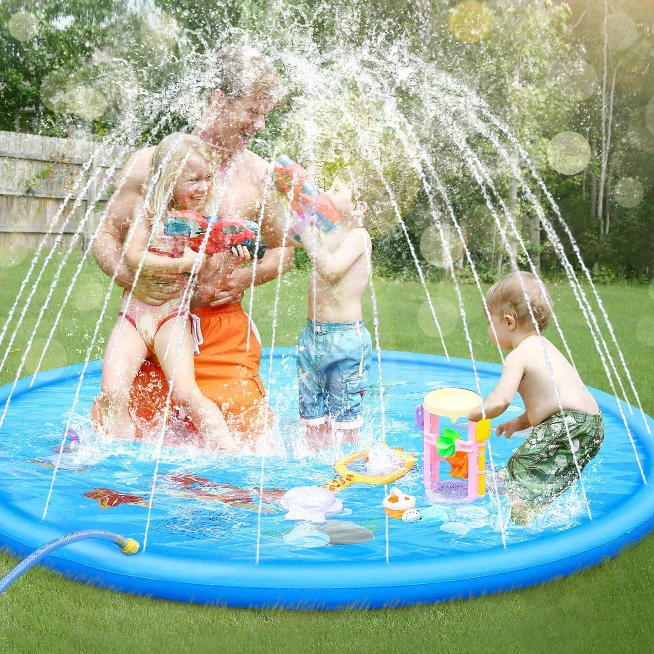 Sprinkler Inflatable Pool 170cm Children Play Water Mat Summer Toy