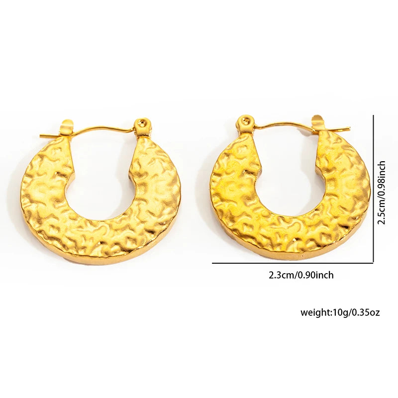 ANENJERY 316L Stainless Steel 6 Pieces Irregular Circle Wrinkle Pattern Earring for Women Unique Jewelry Gifts Wholesale
