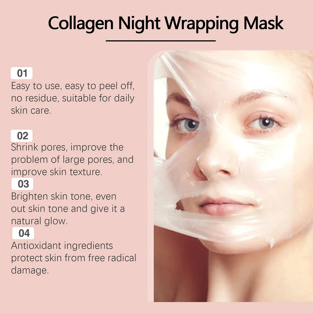 75ML Collagen Peel Off Face Mask Deeply Hydrating Moisturizing Night Wrapping Mask Cream Firming Skin Peel-off Facial Mask