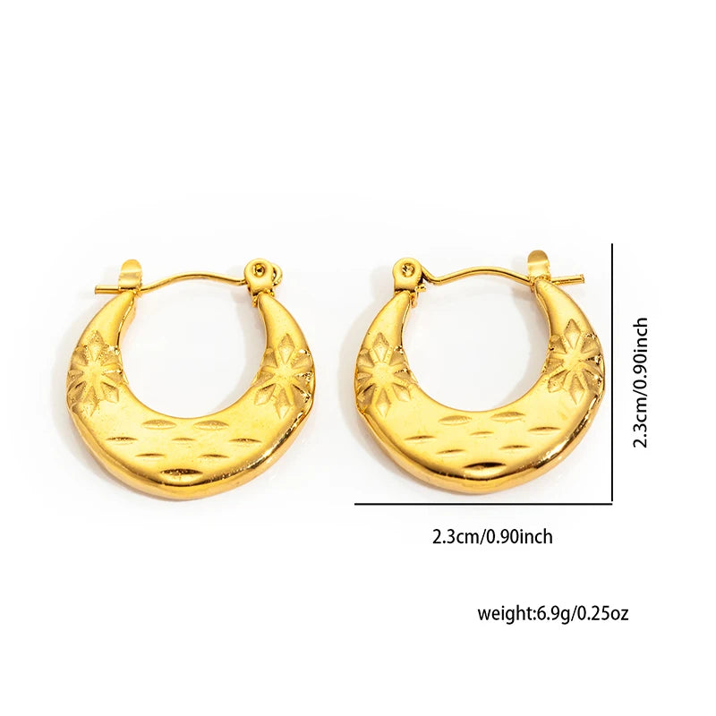 ANENJERY 316L Stainless Steel 6 Pieces Irregular Circle Wrinkle Pattern Earring for Women Unique Jewelry Gifts Wholesale