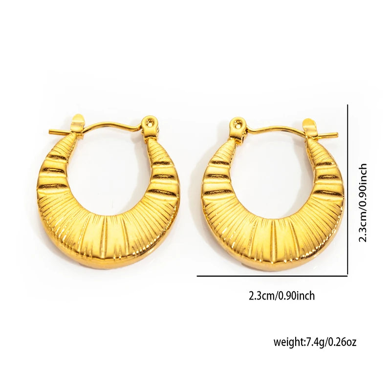 ANENJERY 316L Stainless Steel 6 Pieces Irregular Circle Wrinkle Pattern Earring for Women Unique Jewelry Gifts Wholesale