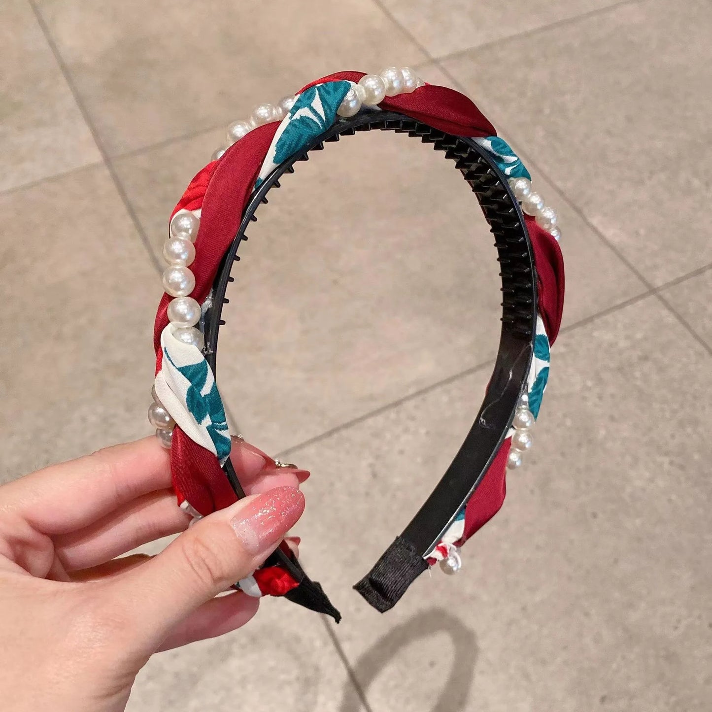 Fashion Red Cloth Headband Christmas Party Hair Card Autumn Winter Vintage Wool Hair Band New Year Women's Hair Accessories